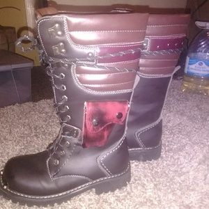 Addax Ridge moto biker combat boots w/ pocket